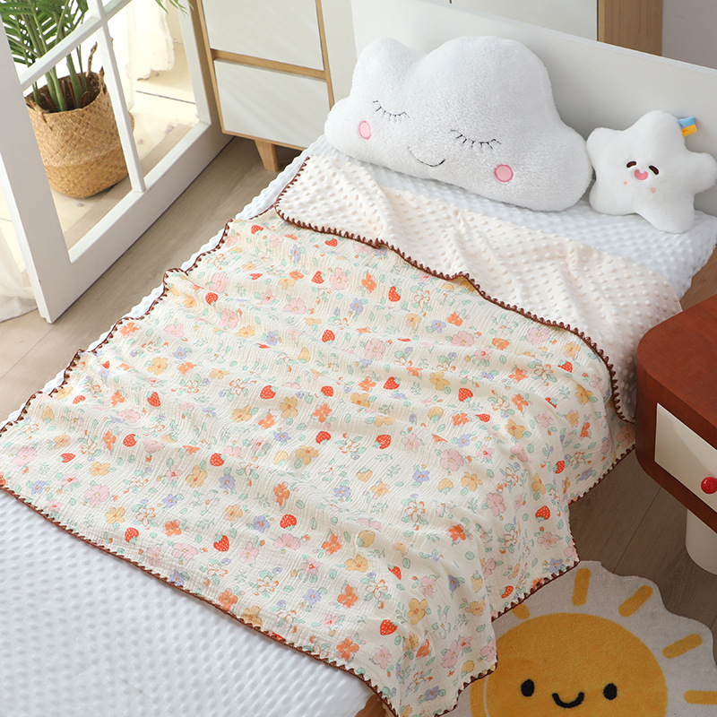 Новородено бебешко памучно газово одеяло, тегло 200–300 г, 100% памук, подходящо за всички сезони, карикатурен стил