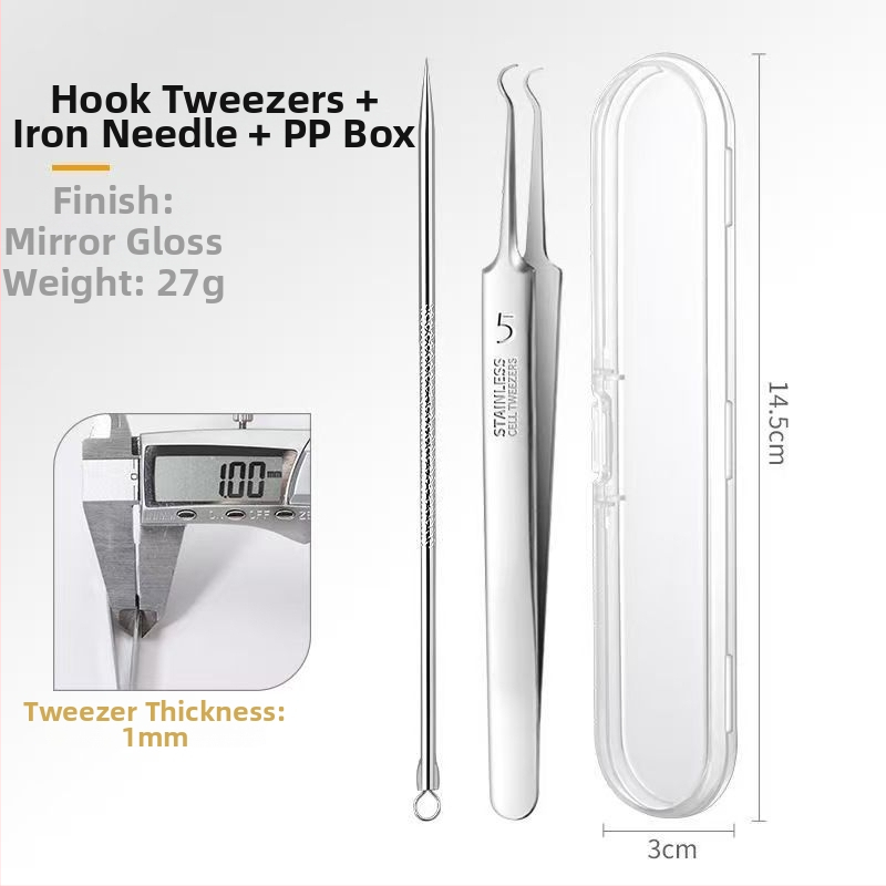 Sada ihiel na akné z nehrdzavejúcej ocele, 5 dielov, Produktové číslo 00009