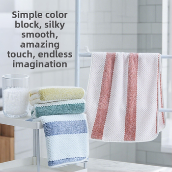 Кърпа с ананасова шарка на райета, удебелена, без памук, обшита, от суперфин влакна, 150D, тегло 80–100 g, кърпа за лице и за изсушаване на коса