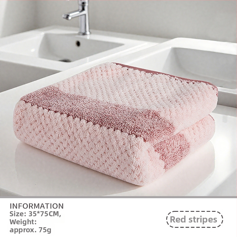 Кърпа с ананасова шарка на райета, удебелена, без памук, обшита, от суперфин влакна, 150D, тегло 80–100 g, кърпа за лице и за изсушаване на коса