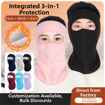 Jazdecká maska z polar fleece, vetru odolná, unisex, šitie štyrmi ihlami a šiestimi niťami