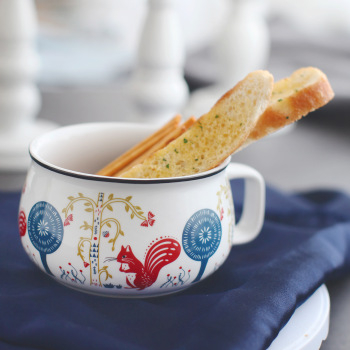 Keramická šálka s motívom ruže, široko otvorená raňajková šálka v darčekovej krabičke, model Mkb-030, štýl INS