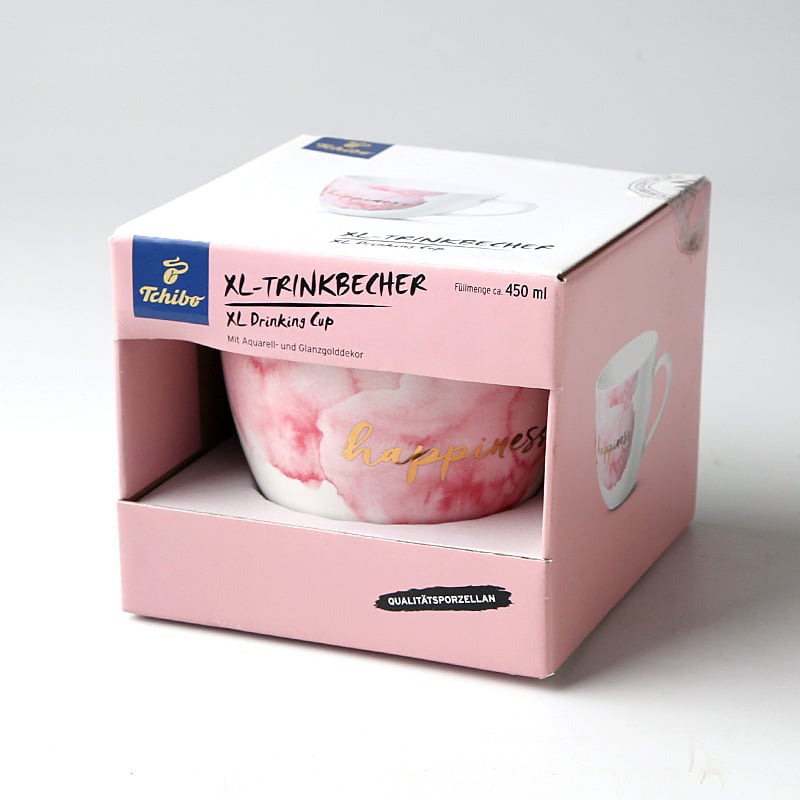 Keramická šálka s motívom ruže, široko otvorená raňajková šálka v darčekovej krabičke, model Mkb-030, štýl INS