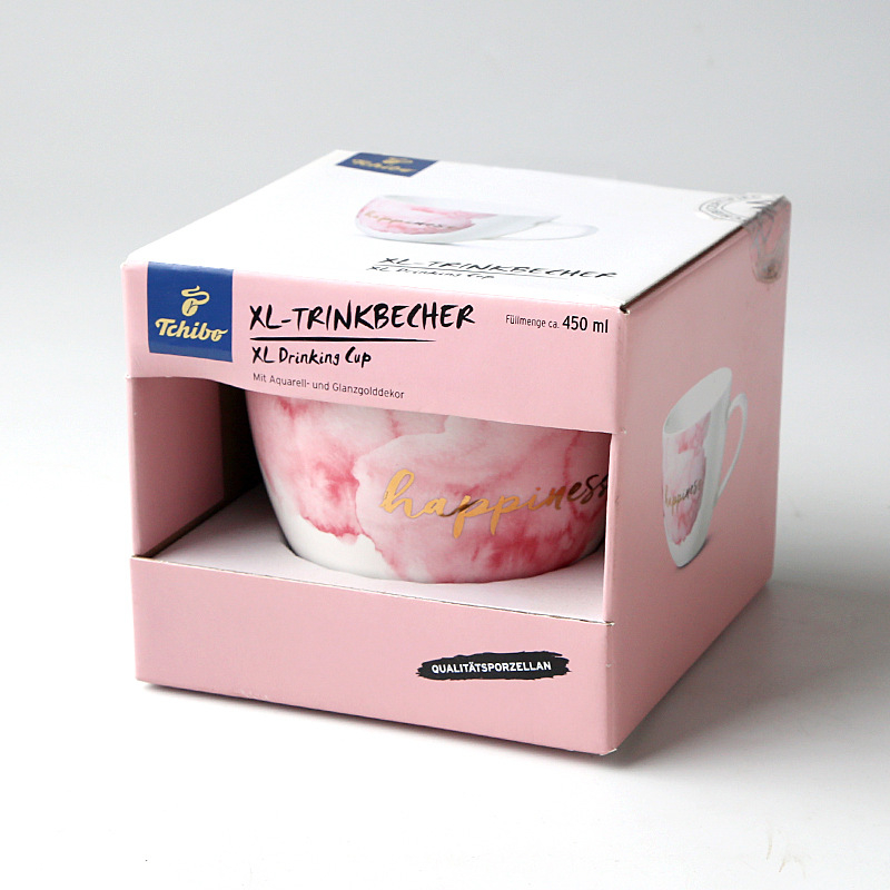 Keramická šálka s motívom ruže, široko otvorená raňajková šálka v darčekovej krabičke, model Mkb-030, štýl INS