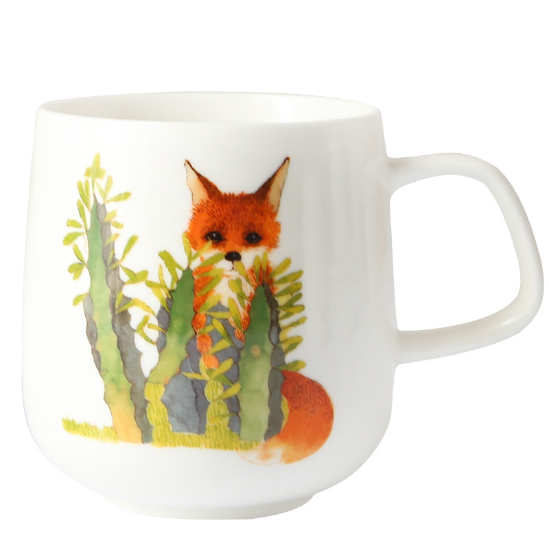 Keramická šálka s motívom ruže, široko otvorená raňajková šálka v darčekovej krabičke, model Mkb-030, štýl INS