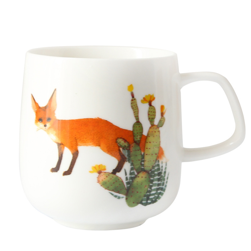 Keramická šálka s motívom ruže, široko otvorená raňajková šálka v darčekovej krabičke, model Mkb-030, štýl INS