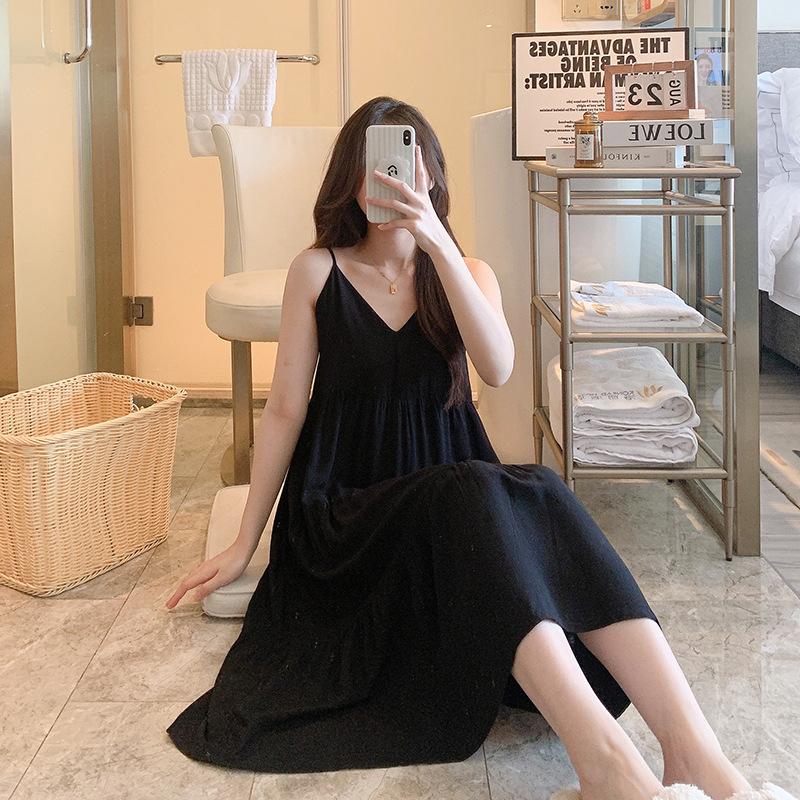 Nočná košeľa z bavlno-saténu, bez rukávov, okrúhly výstrih, stredná dĺžka, ľahká a priedušná letná nočná bielizeň