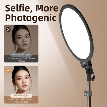 LED попълваща светлина за настолно стриймване, фотография и видеозаснемане – три температури на цветовете, 5V, под 10W, модел YM-Side Light Round Panel Light