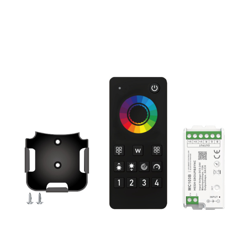 Ovládač osvetlenia MC100B od Aipin – stmievanie a ladenie farieb; 5-24V; jas 1-100%; IP20; diaľkové ovládanie