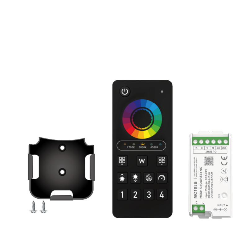 Ovládač osvetlenia MC100B od Aipin – stmievanie a ladenie farieb; 5-24V; jas 1-100%; IP20; diaľkové ovládanie