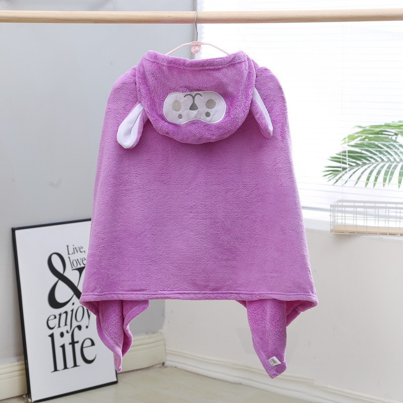 Detský župan s kapucňou a uterák z korálového fleece, 150D, vyšívanie, jednoduché tkanie, 300–400 g, prispôsobiteľné