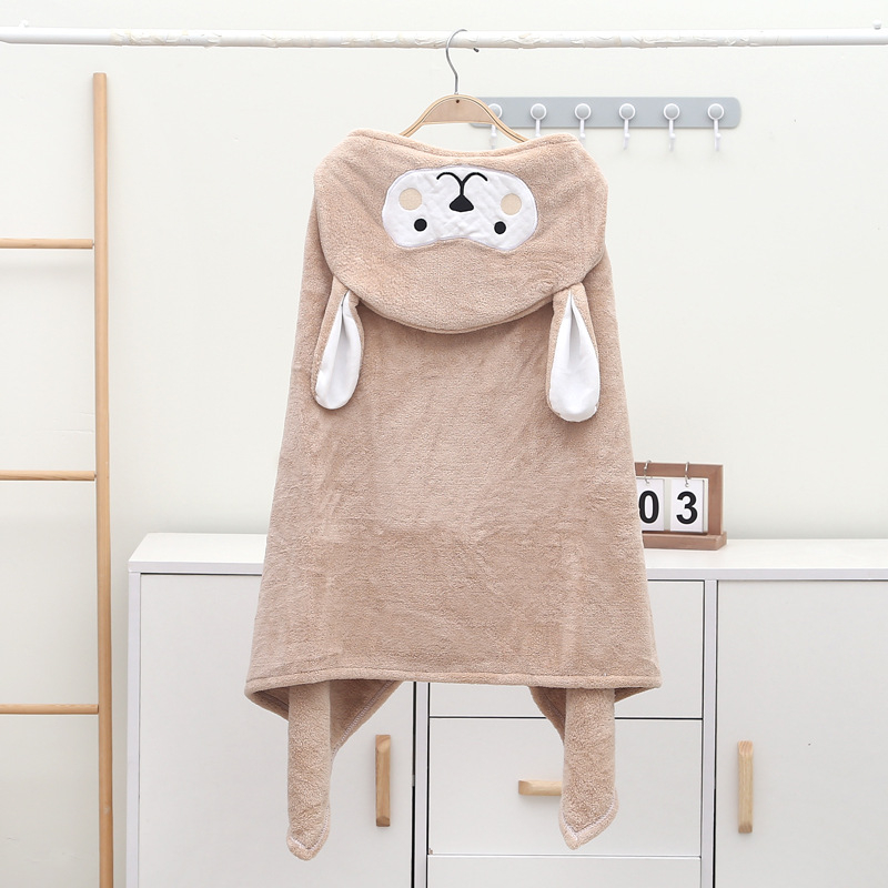 Detský župan s kapucňou a uterák z korálového fleece, 150D, vyšívanie, jednoduché tkanie, 300–400 g, prispôsobiteľné