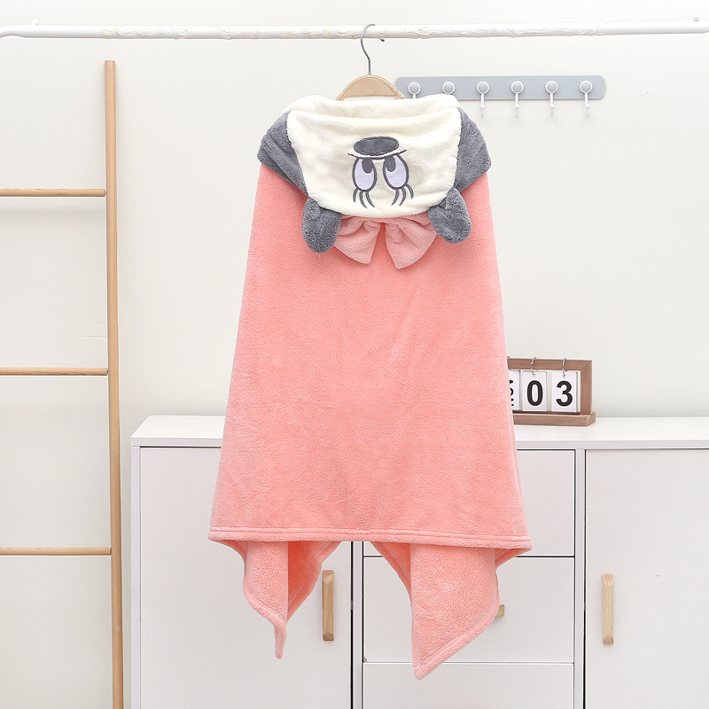 Detský župan s kapucňou a uterák z korálového fleece, 150D, vyšívanie, jednoduché tkanie, 300–400 g, prispôsobiteľné