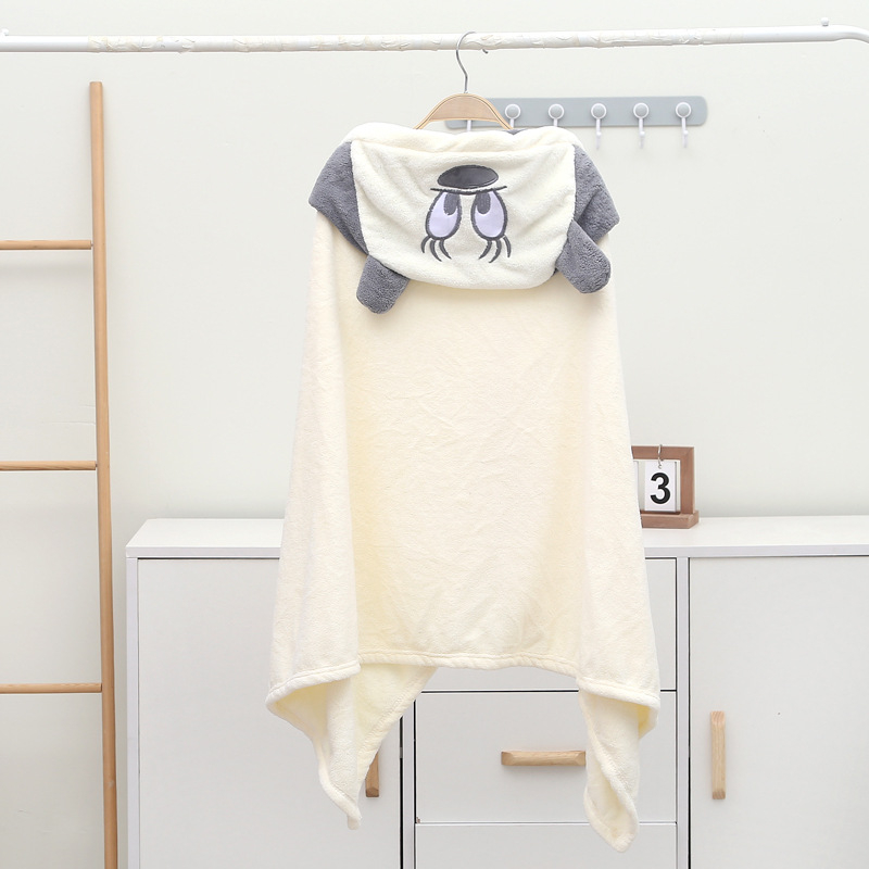 Detský župan s kapucňou a uterák z korálového fleece, 150D, vyšívanie, jednoduché tkanie, 300–400 g, prispôsobiteľné