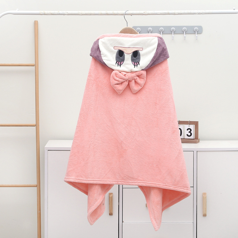 Detský župan s kapucňou a uterák z korálového fleece, 150D, vyšívanie, jednoduché tkanie, 300–400 g, prispôsobiteľné