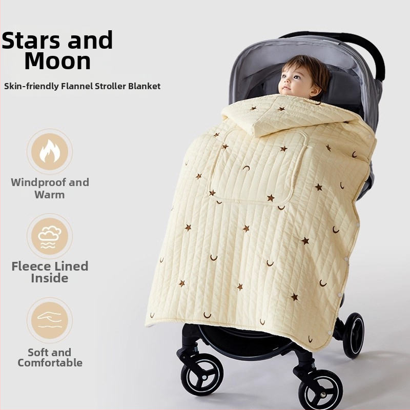 Покривало за количка за бебета с ветроустойчив плащ и презрамки, зимно удебелено одеяло, полиестер, за новородени до 3 години