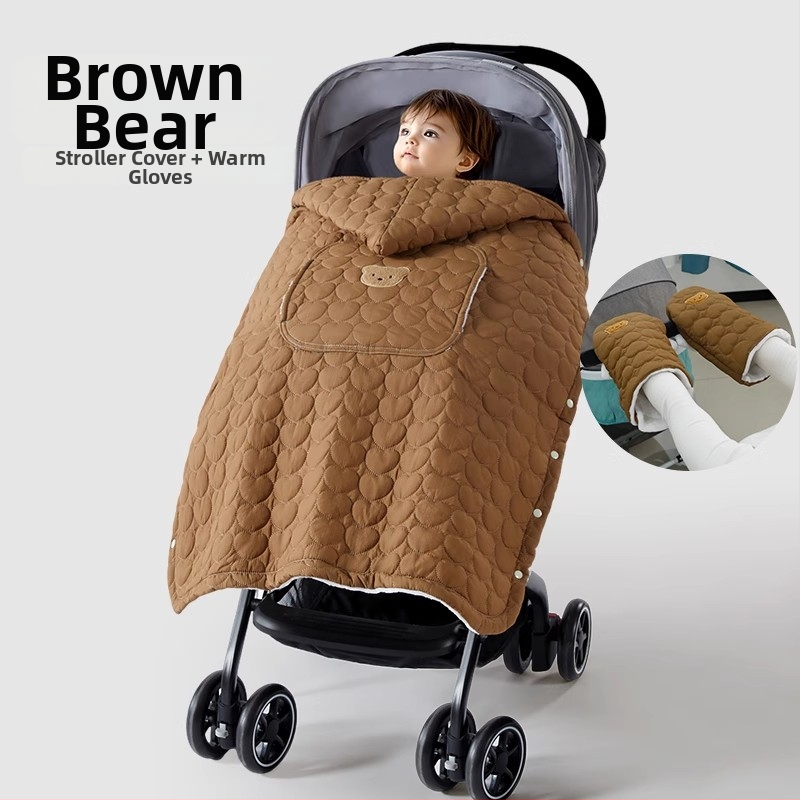 Покривало за количка за бебета с ветроустойчив плащ и презрамки, зимно удебелено одеяло, полиестер, за новородени до 3 години