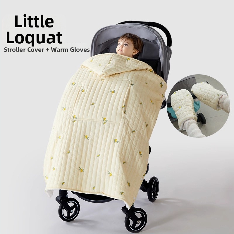Покривало за количка за бебета с ветроустойчив плащ и презрамки, зимно удебелено одеяло, полиестер, за новородени до 3 години