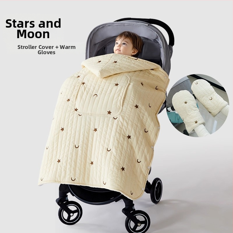 Покривало за количка за бебета с ветроустойчив плащ и презрамки, зимно удебелено одеяло, полиестер, за новородени до 3 години