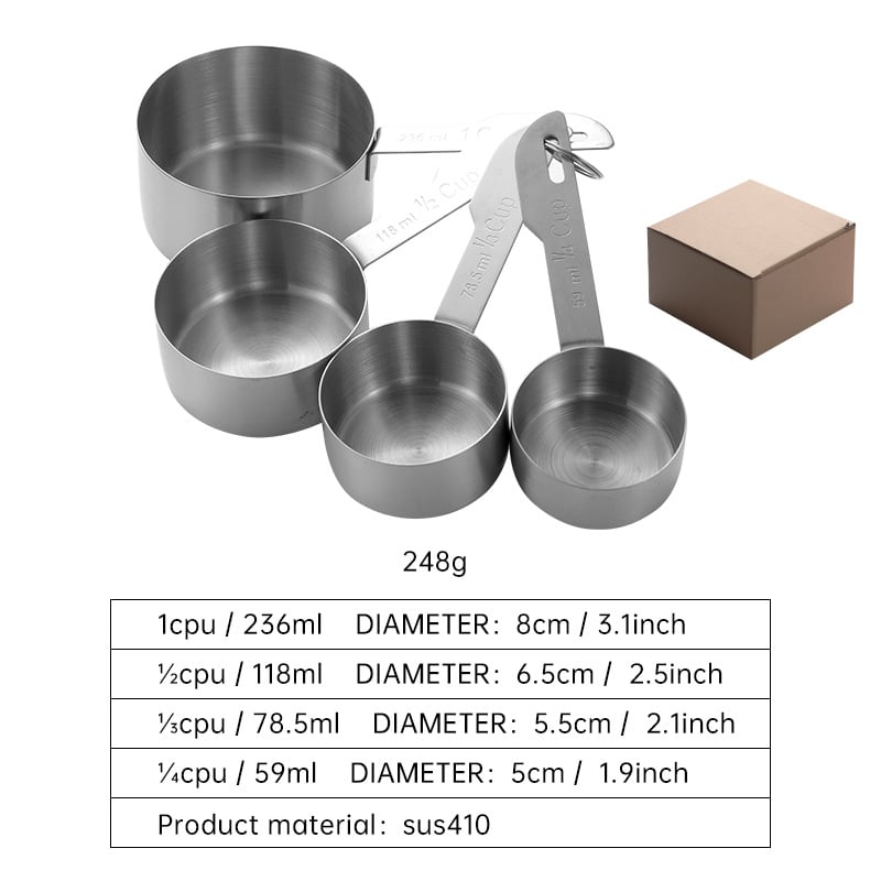 Rayatu Set de măsurare pentru coacere - căni și linguri din oțel inoxidabil 430, stil modern minimalist