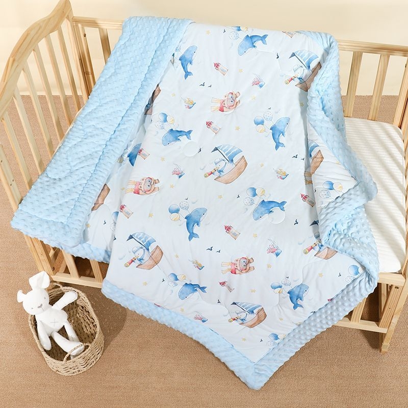 Бебешко одеяло JOYNCLEON – чист памук и полиестерна тъкан, пълнеж полиестер, пролет-есен, подходящо за деца до 6 години, модел Jyp189190