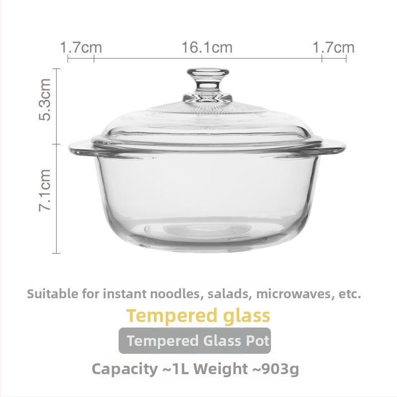 Γυάλινο μπολ πρωινού με καπάκι και λαβή για κουτάλι — κατάλληλο για γιαούρτι, βρώμη και γάλα; ανθεκτικό στη θερμοκρασία, κατασκευή πολλών στρώσεων