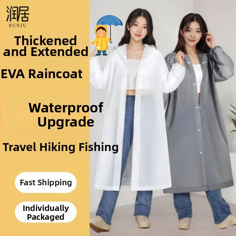 Еднократен дъждовен пончо за възрастни, дебелен EVA плат 18S, тегло 150 g, преносим, възможност за лого печат