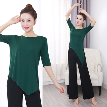 Ženské tanečné oblečenie – Moderné tanečné oblečenie s voľnými širokými nohami, vhodné na scénu a etnické/latino/balové tance (Modal, 98% Modal, jednofarebný vzor, celoročné použitie)