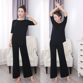 Ženské tanečné oblečenie – Moderné tanečné oblečenie s voľnými širokými nohami, vhodné na scénu a etnické/latino/balové tance (Modal, 98% Modal, jednofarebný vzor, celoročné použitie)