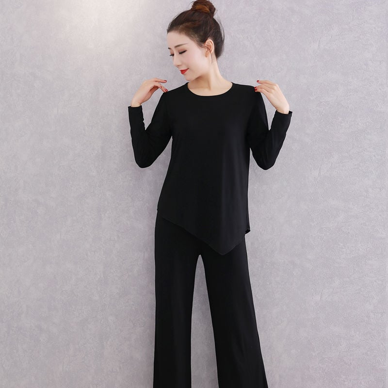 Ženské tanečné oblečenie – Moderné tanečné oblečenie s voľnými širokými nohami, vhodné na scénu a etnické/latino/balové tance (Modal, 98% Modal, jednofarebný vzor, celoročné použitie)