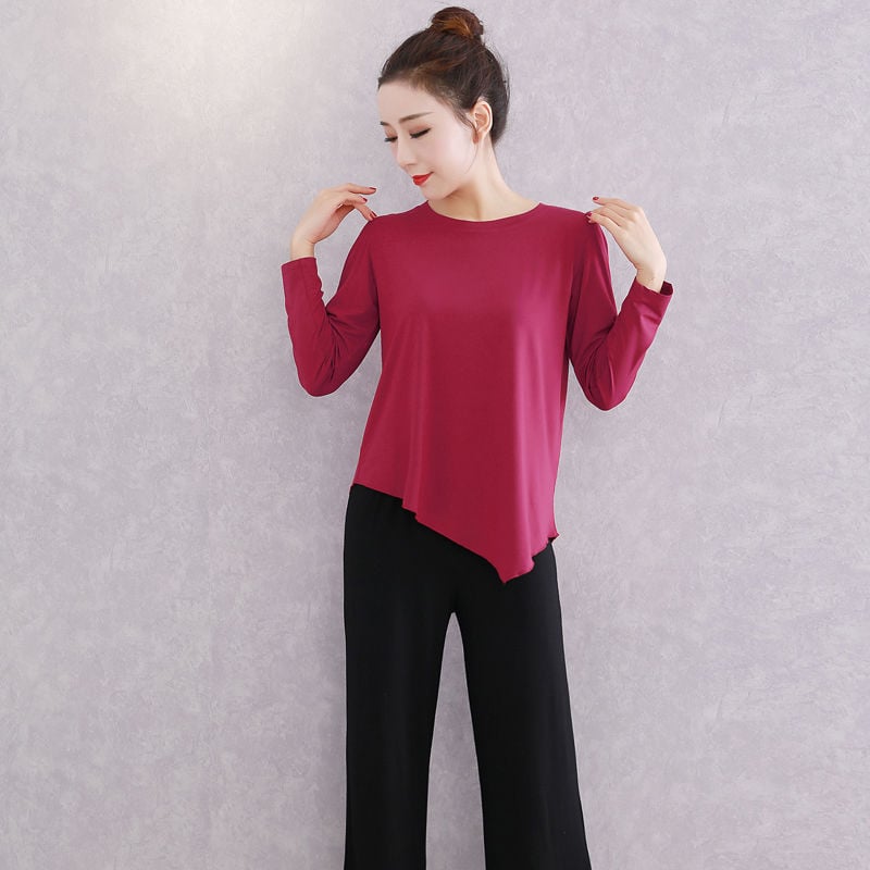 Ženské tanečné oblečenie – Moderné tanečné oblečenie s voľnými širokými nohami, vhodné na scénu a etnické/latino/balové tance (Modal, 98% Modal, jednofarebný vzor, celoročné použitie)