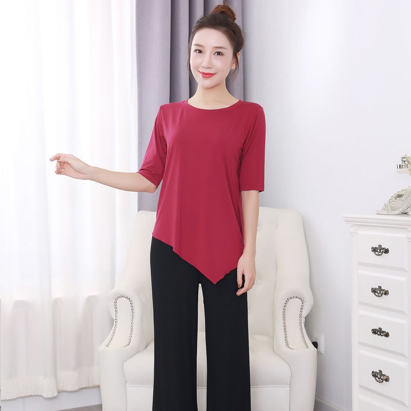 Ženské tanečné oblečenie – Moderné tanečné oblečenie s voľnými širokými nohami, vhodné na scénu a etnické/latino/balové tance (Modal, 98% Modal, jednofarebný vzor, celoročné použitie)