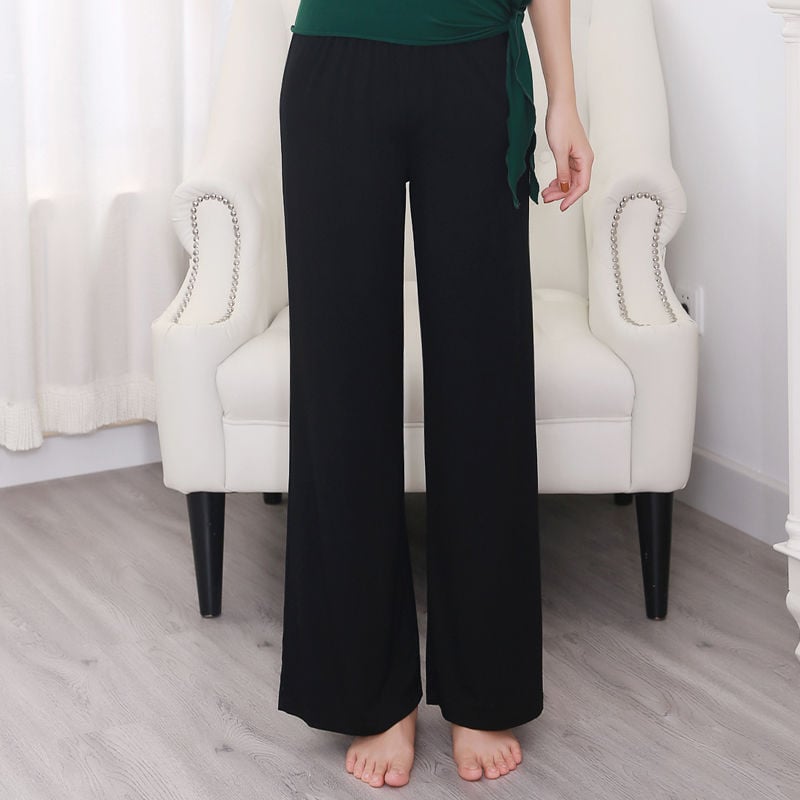 Ženské tanečné oblečenie – Moderné tanečné oblečenie s voľnými širokými nohami, vhodné na scénu a etnické/latino/balové tance (Modal, 98% Modal, jednofarebný vzor, celoročné použitie)