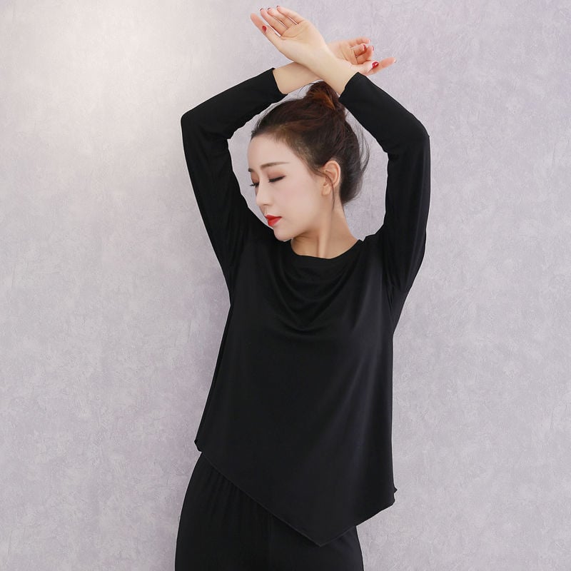 Ženské tanečné oblečenie – Moderné tanečné oblečenie s voľnými širokými nohami, vhodné na scénu a etnické/latino/balové tance (Modal, 98% Modal, jednofarebný vzor, celoročné použitie)