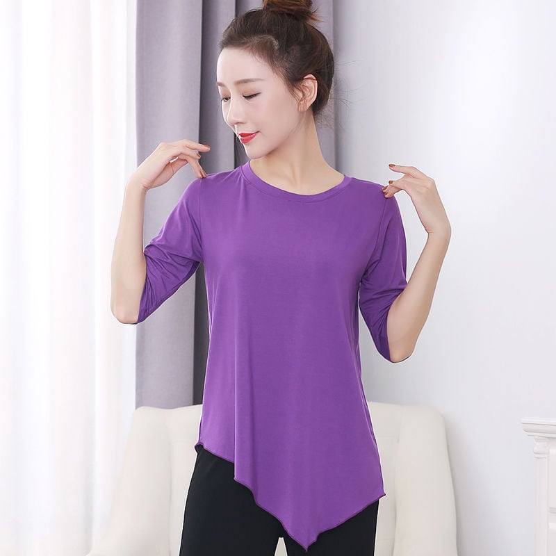 Ženské tanečné oblečenie – Moderné tanečné oblečenie s voľnými širokými nohami, vhodné na scénu a etnické/latino/balové tance (Modal, 98% Modal, jednofarebný vzor, celoročné použitie)