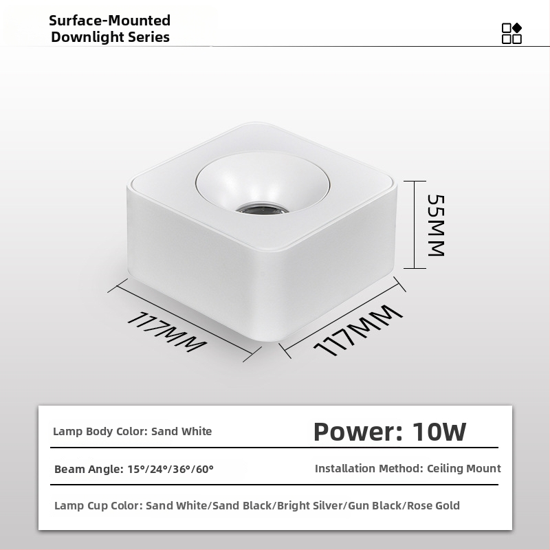 LED downlight, CRI ≥90, 220V, životnosť 50 000 h, hliníkové šasi