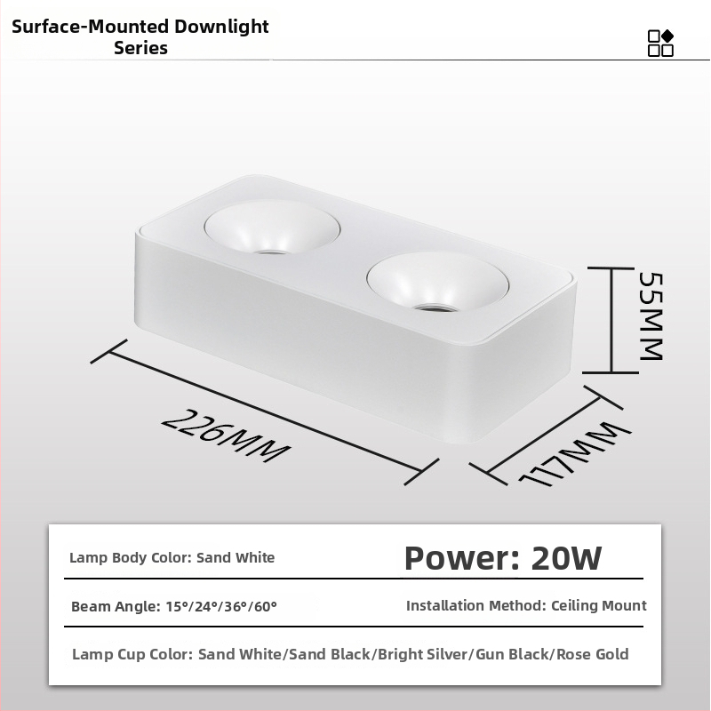 LED downlight, CRI ≥90, 220V, životnosť 50 000 h, hliníkové šasi