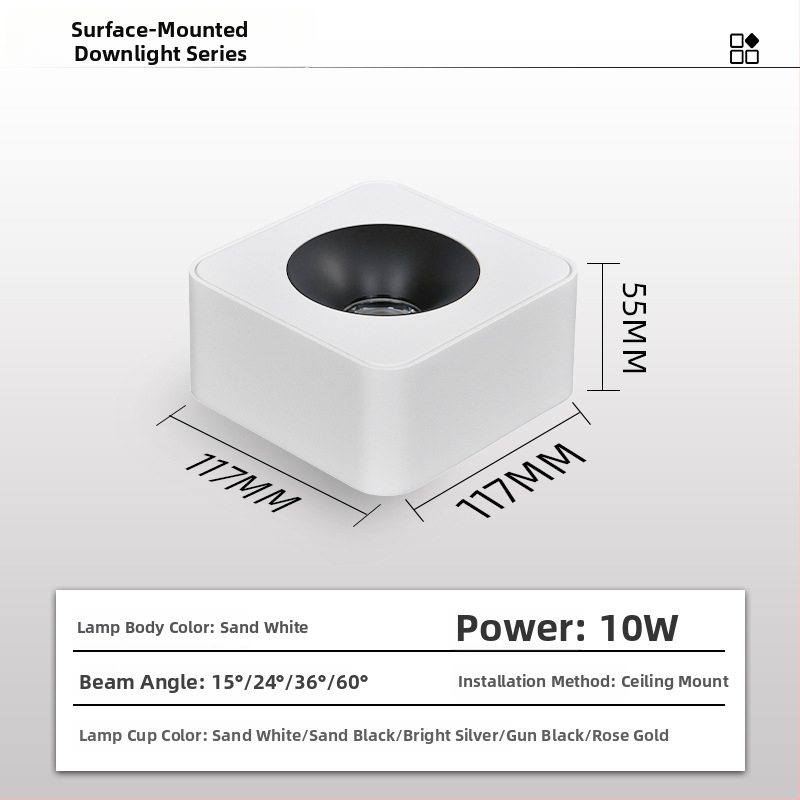 LED downlight, CRI ≥90, 220V, životnosť 50 000 h, hliníkové šasi