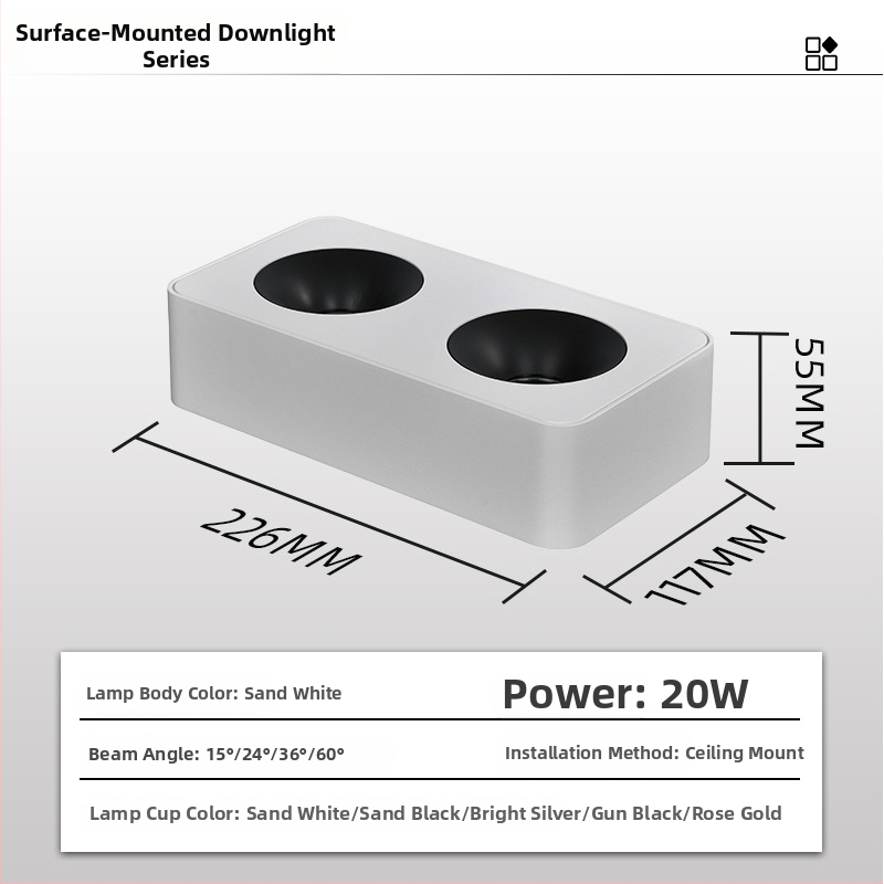 LED downlight, CRI ≥90, 220V, životnosť 50 000 h, hliníkové šasi