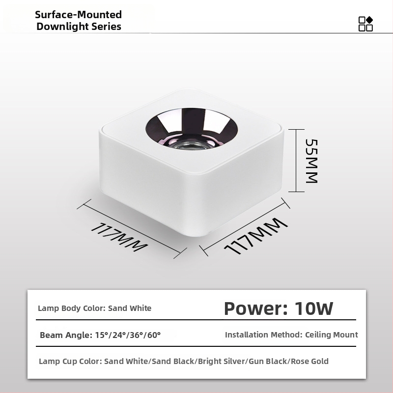 LED downlight, CRI ≥90, 220V, životnosť 50 000 h, hliníkové šasi