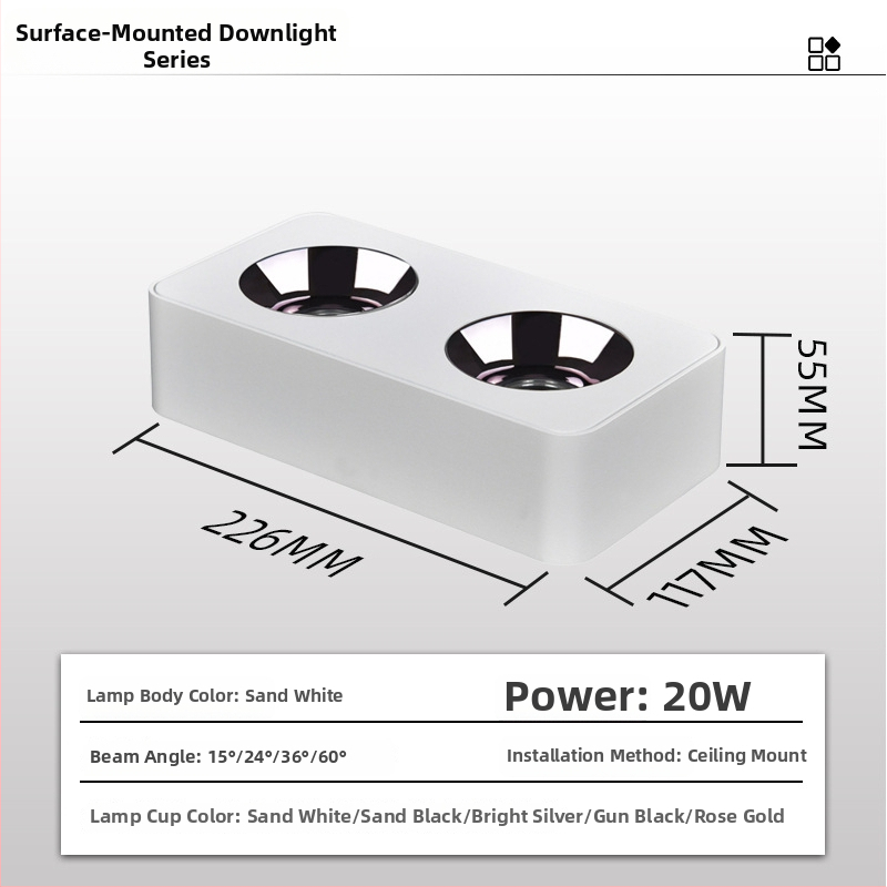 LED downlight, CRI ≥90, 220V, životnosť 50 000 h, hliníkové šasi