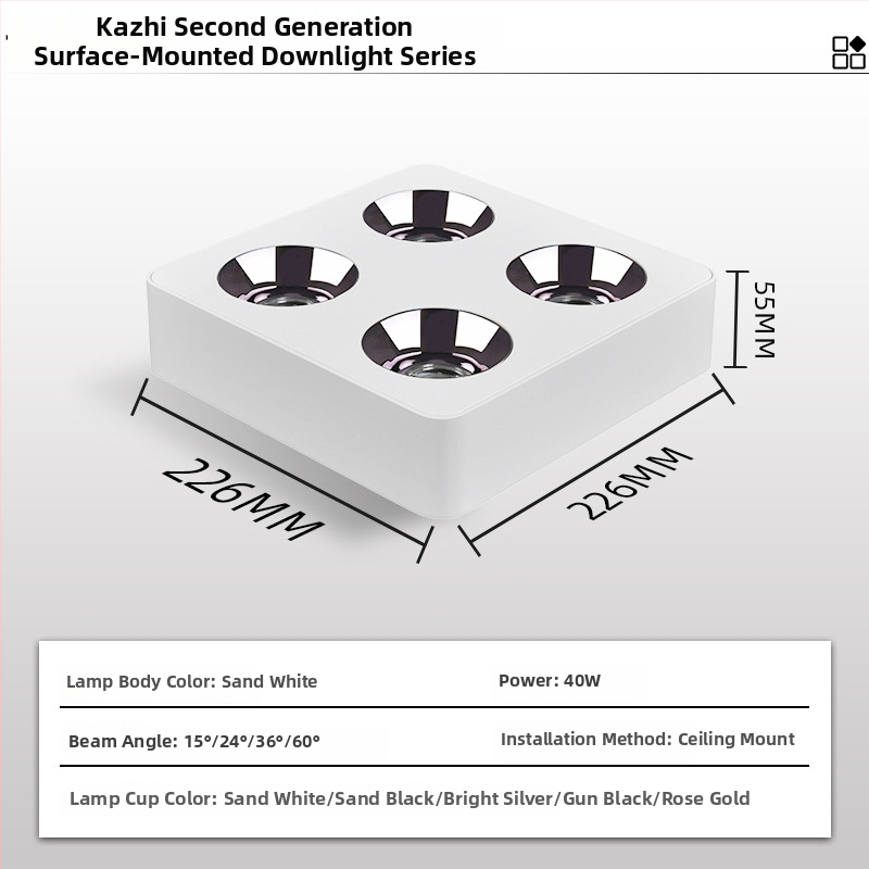 LED downlight, CRI ≥90, 220V, životnosť 50 000 h, hliníkové šasi
