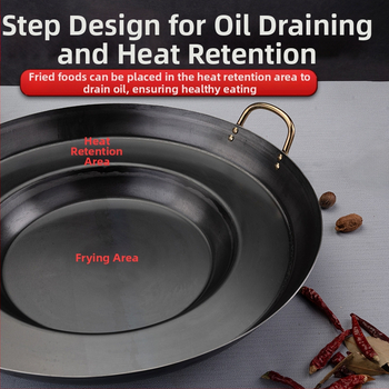 Wok z liatiny, odolný voči hrdzi, hĺbka 8 cm, dno s jedným plochým dnom, určený pre plynovú varnú dosku