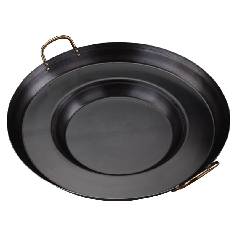 Wok z liatiny, odolný voči hrdzi, hĺbka 8 cm, dno s jedným plochým dnom, určený pre plynovú varnú dosku