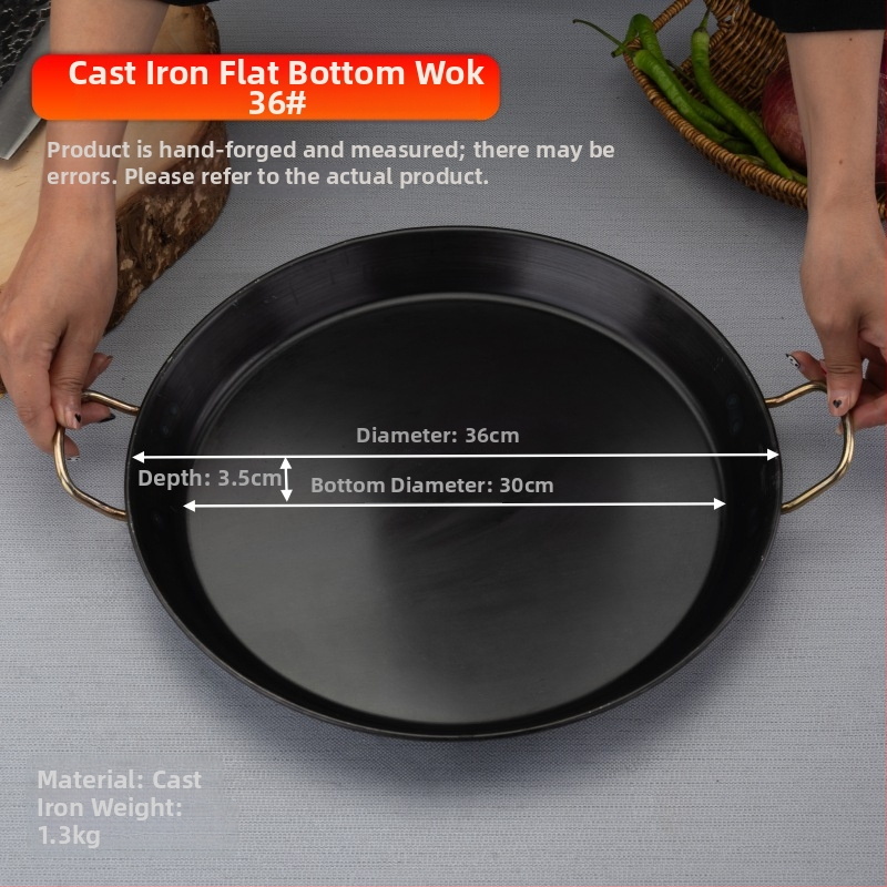 Wok z liatiny, odolný voči hrdzi, hĺbka 8 cm, dno s jedným plochým dnom, určený pre plynovú varnú dosku