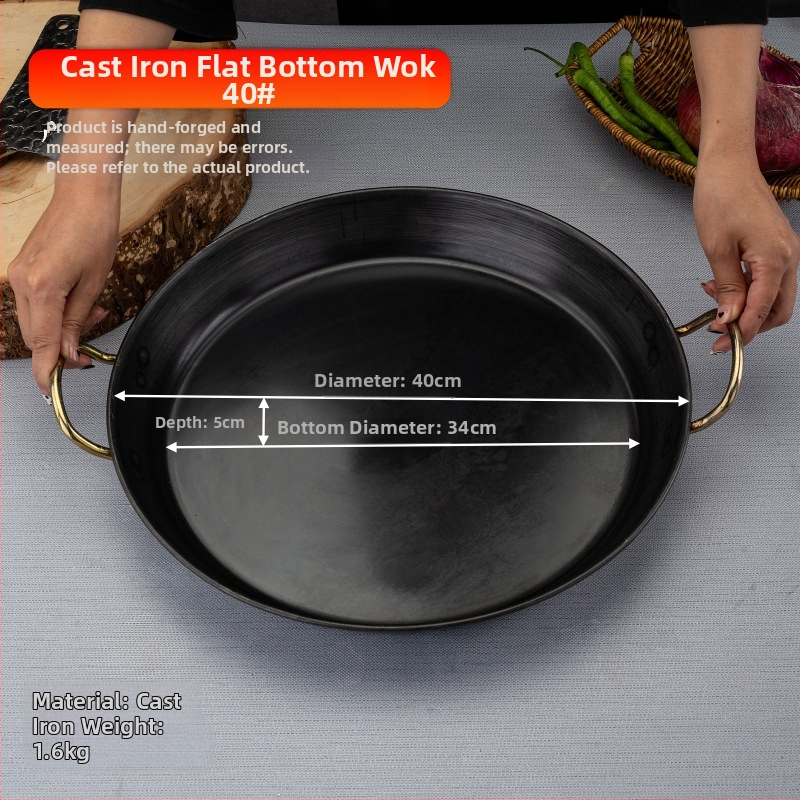 Wok z liatiny, odolný voči hrdzi, hĺbka 8 cm, dno s jedným plochým dnom, určený pre plynovú varnú dosku