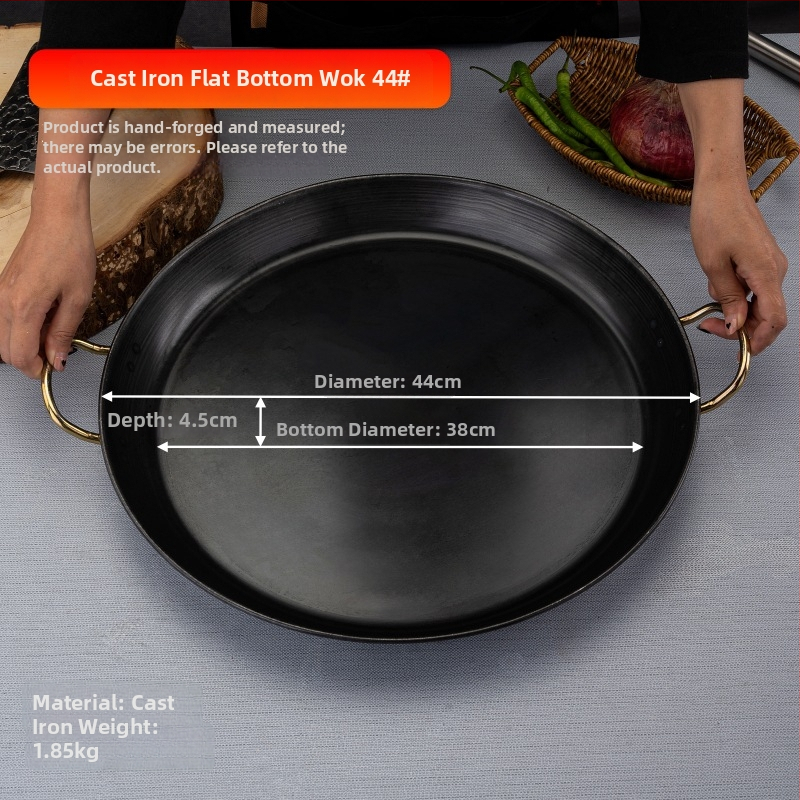 Wok z liatiny, odolný voči hrdzi, hĺbka 8 cm, dno s jedným plochým dnom, určený pre plynovú varnú dosku