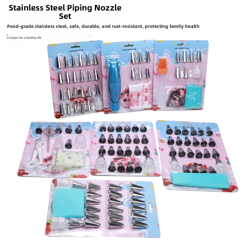 Sada konvertorov na zdobenie z nehrdzavejúcej ocele, 14 kusov, dekoratív set s PP komponentami na pečenie