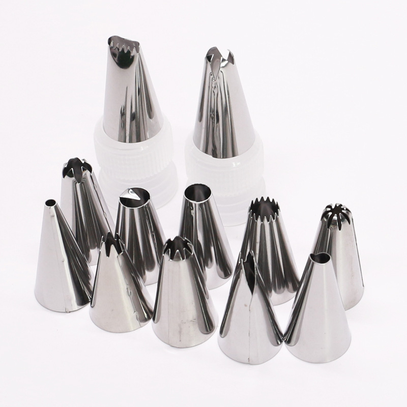 Sada konvertorov na zdobenie z nehrdzavejúcej ocele, 14 kusov, dekoratív set s PP komponentami na pečenie