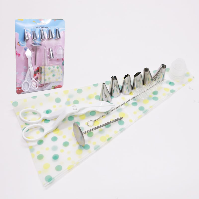 Sada konvertorov na zdobenie z nehrdzavejúcej ocele, 14 kusov, dekoratív set s PP komponentami na pečenie